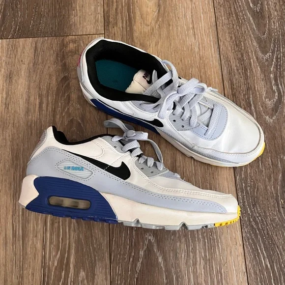 Nike Air Max 90 Leather GS White Blue Whisper - Picture 4 of 9